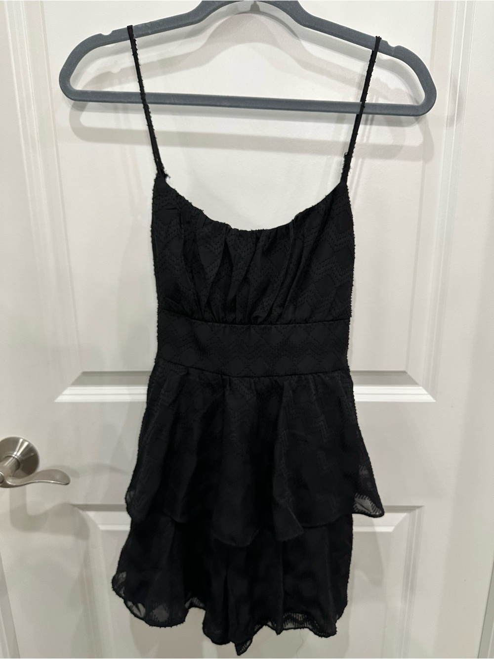 New! Black Tiered Spaghetti-Strap Romper